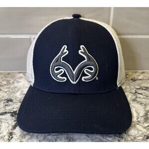 REALTREE Outfitters Trucker Hat/Cap-Navy Snapback-Deer Antlers-OSFA-Hunting
